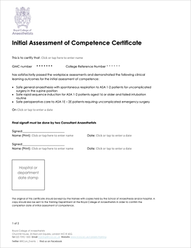Initial Assessment of Competence