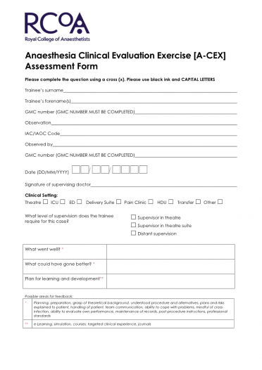 A-CEX assessment form