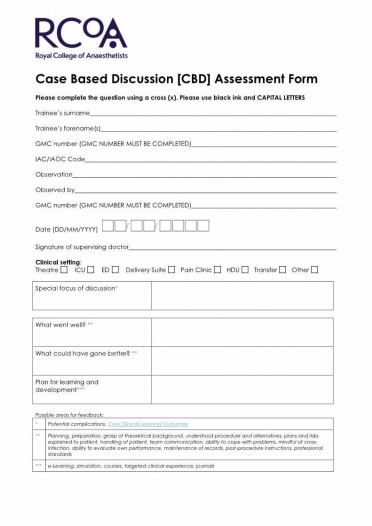 CBD assessment form