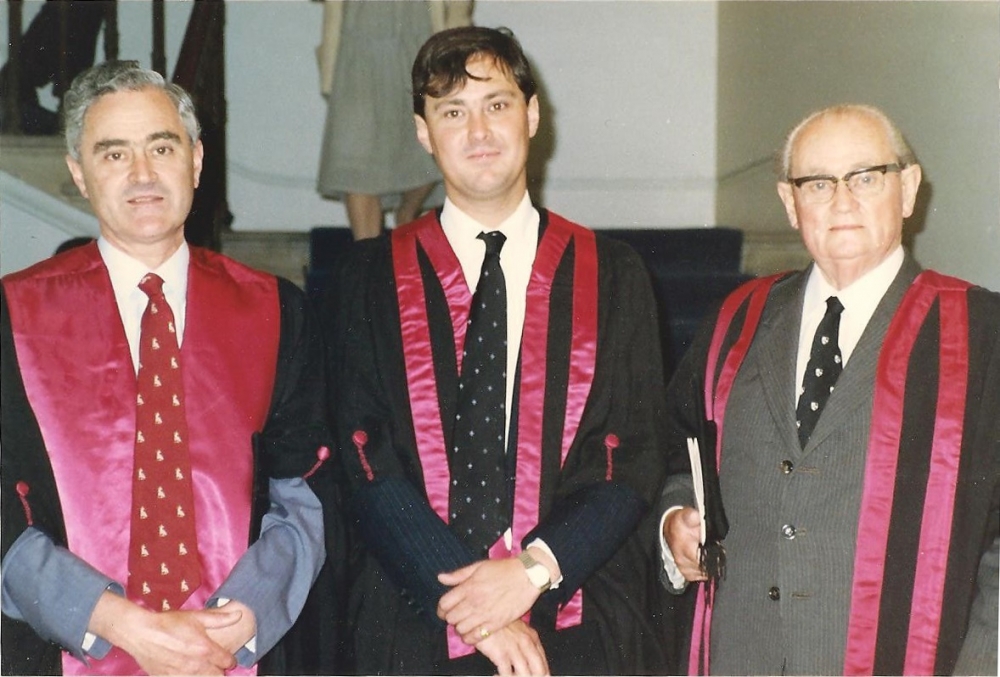 Prof Andrew Rice with grandfather Dr Raymond Rice 