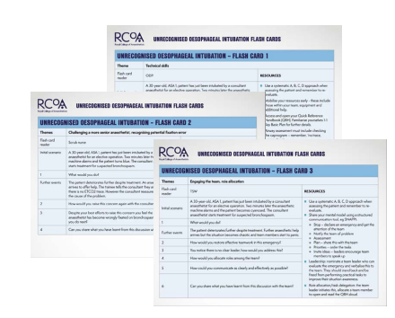 Flashcard simulation unrecognised oesophageal intubation