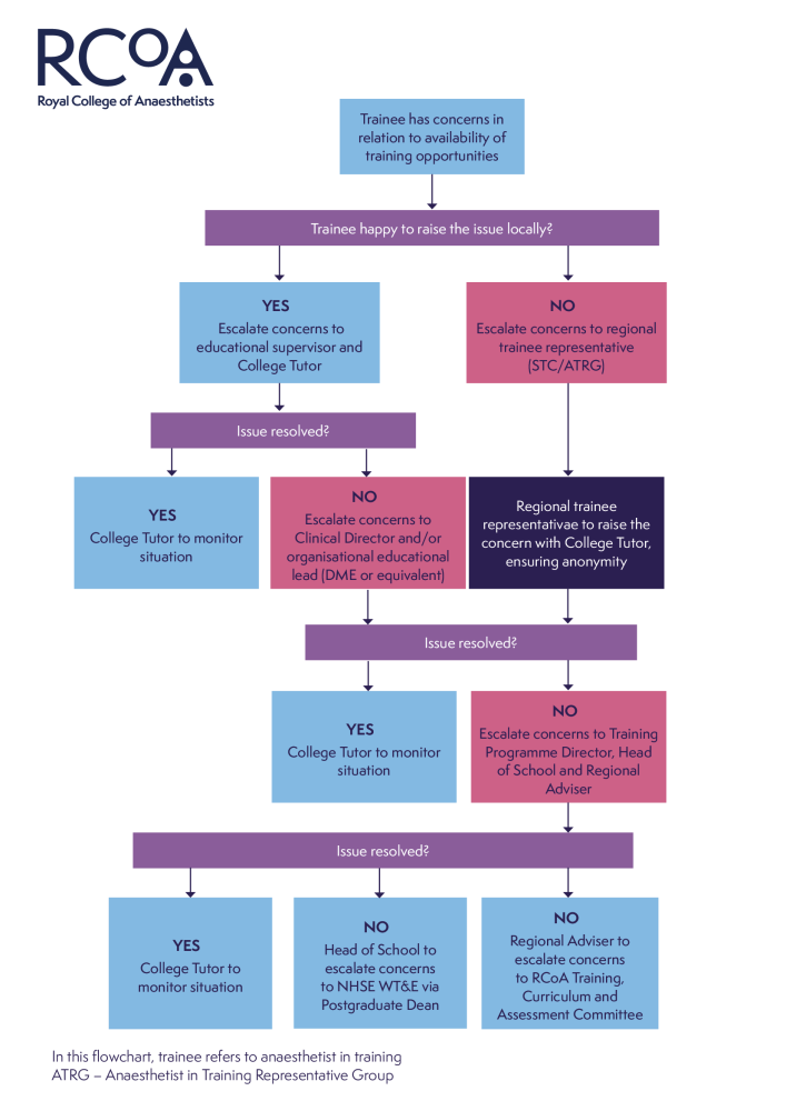 Escalation of training capacity concerns flowchart