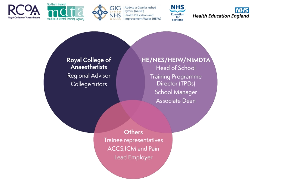 Venn diagram showing the interconnectivity of your deanery, school, RCoA and others 