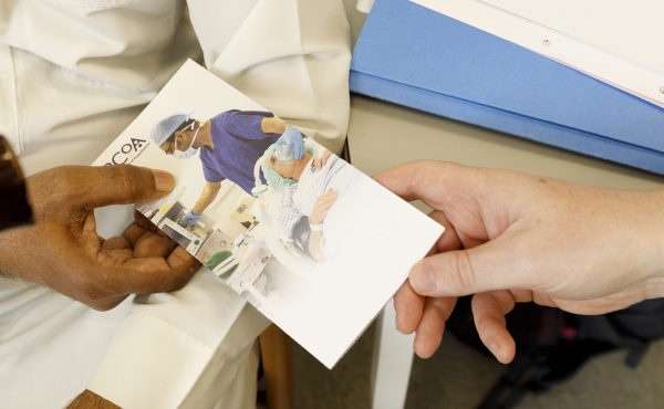 Patient leaflet with doctor and patient