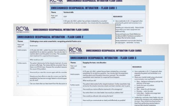 Flashcard simulation unrecognised oesophageal intubation