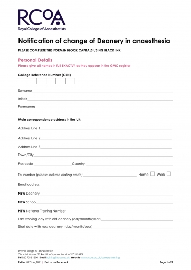 Notification of change of Deanery