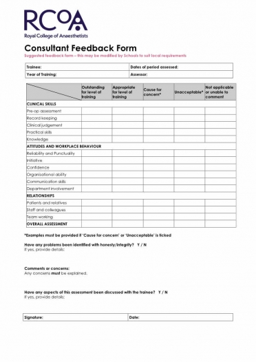 Consultant feedback form