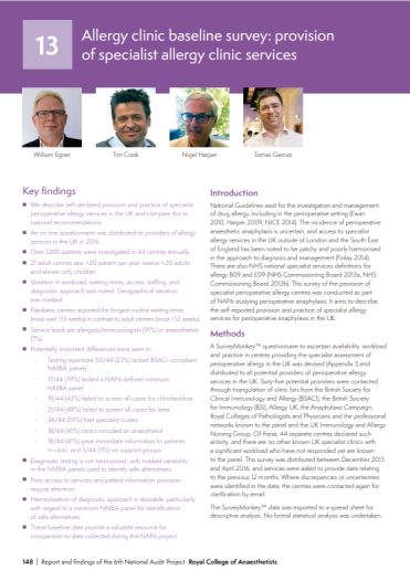 Allergy Clinic Baseline Survey - provision of specialist allergy clinic services