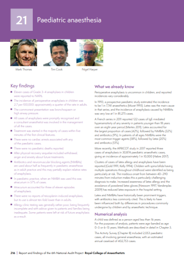 NAP6 Chapter 21: Paediatric anaesthesia